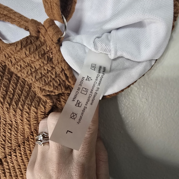 Brown Ribbed One Piece Swimsuit Large - Picture 3 of 3